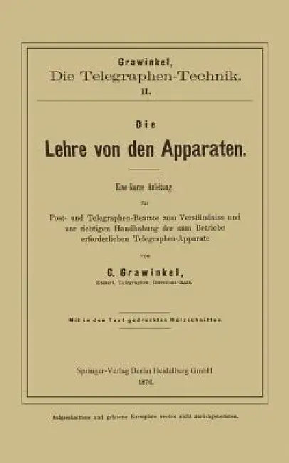 Die Lehre Von Den Apparaten (English, C. Grawinkel)