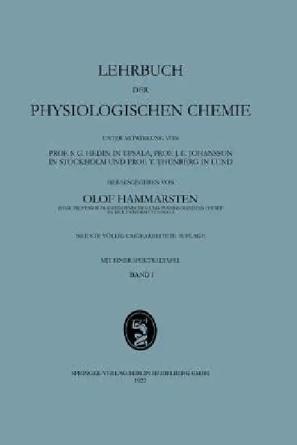 Lehrbuch Der Physiologischen Chemie (English, Olof Hammarsten)