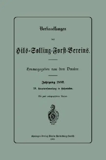 Verhandlungen Des Hils-Solling-Forst-Vereins (English, Hils-Solling-Forst-Verein)