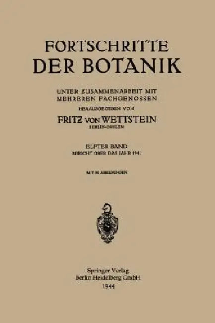 Fortschritte Der Botanik (English, Fritz Von Wettstein)