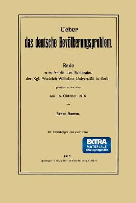 Ueber Das Deutsche Bevölkerungsproblem (English, Ernst Bumm)