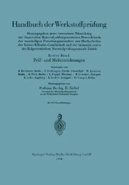 Prüf- Und Meßeinrichtungen (English, Erich Siebel)