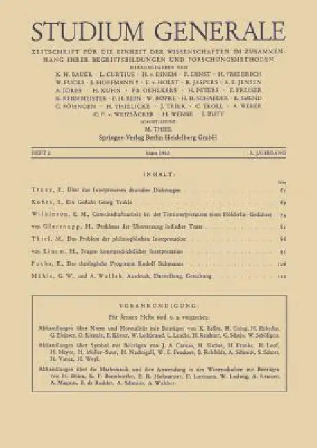 Studium Generale (English, Helmuth Von Glasenapp)