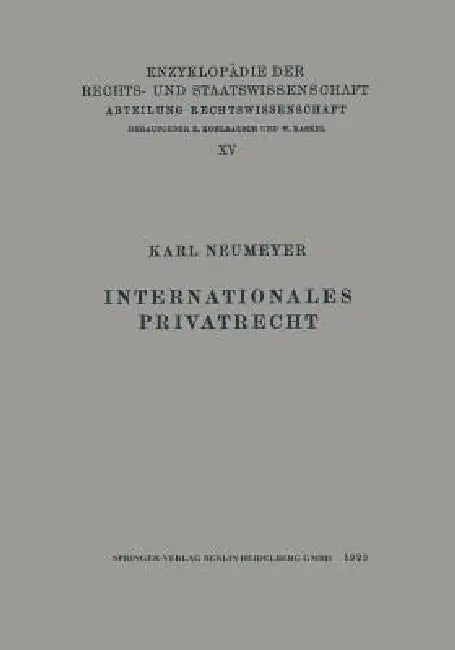 Internationales Privatrecht (English, Karl Neumeyer)
