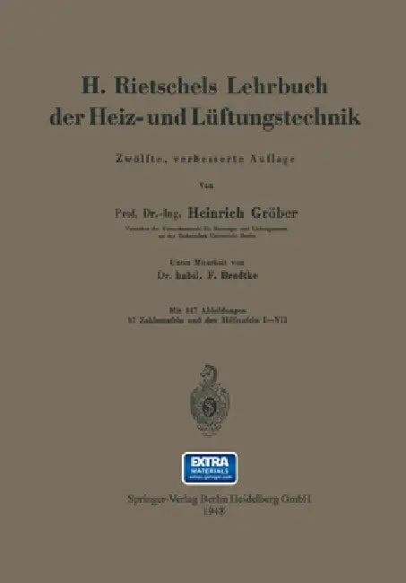 H. Rietschels Lehrbuch der Heiz- und Lüftungstechnik (English, Hermann Rietschel | Heinrich Gröber | Franz Bradtke)