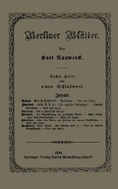 Berliner Blätter (English, Karl Nauwerck)