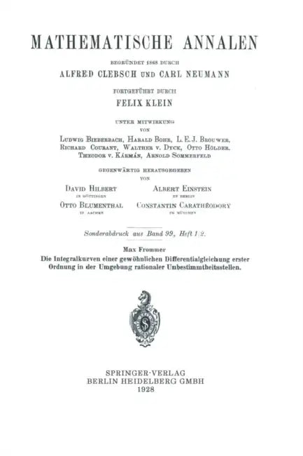 Die Integralkurven Einer Gewöhnlichen Differentialgleichung Erster Ordnung in Der Umgebung Rationale (English, Max Frommer)