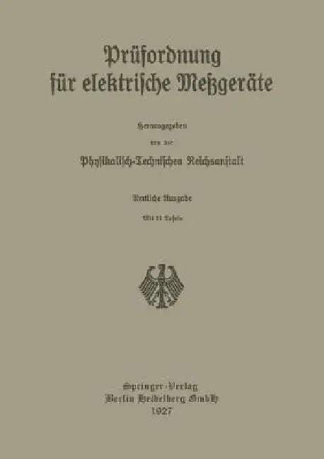 Prüfordnung Für Elektrische Meßgeräte (English, Physikalisch-Technischen Reichsanstalt)
