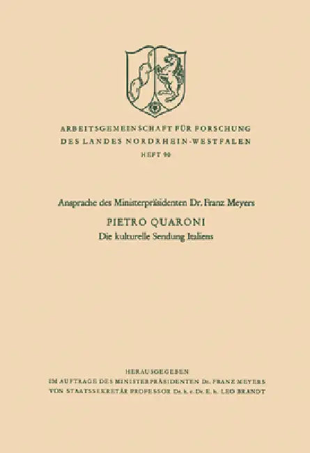 Die kulturelle Sendung Italiens (English, Pietro Quaroni)