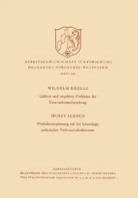 Gelöste Und Ungelöste Probleme Der Unternehmensforschung / Produktionsplanung Auf Der Grundlage Tech (English, Wilhelm Krelle)