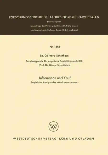 Information Und Kauf (English, Gerhard Scherhorn)