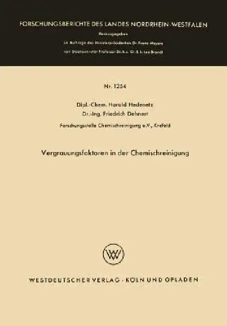 Vergrauungsfaktoren in Der Chemischreinigung (English, Harald Hedenetz)