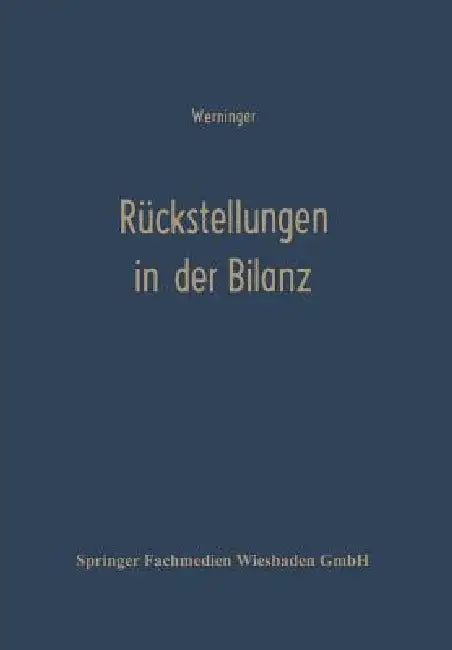 Rückstellungen in Der Bilanz (English, Gerd Werninger)