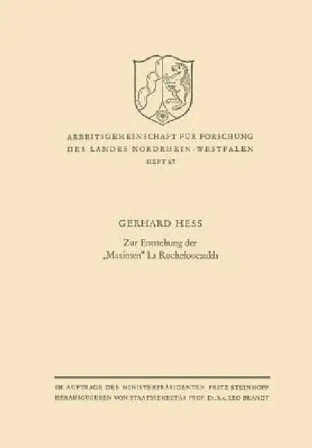 Zur Entstehung Der "Maximen" La Rochefoucaulds (English, Gerhard Hess)