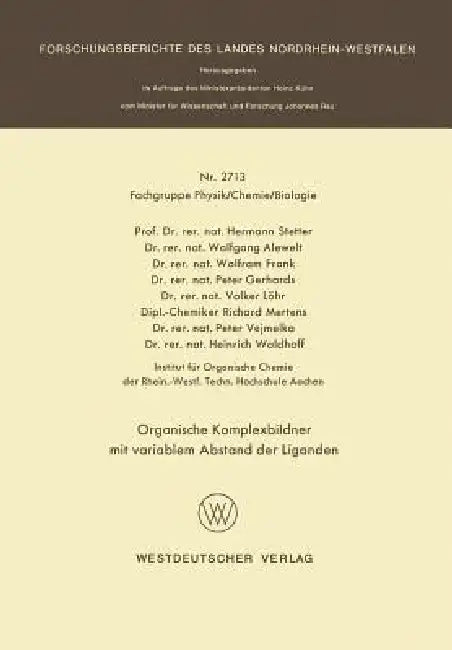 Organische Komplexbildner Mit Variablem Abstand Der Liganden (English, Hermann Stetter)
