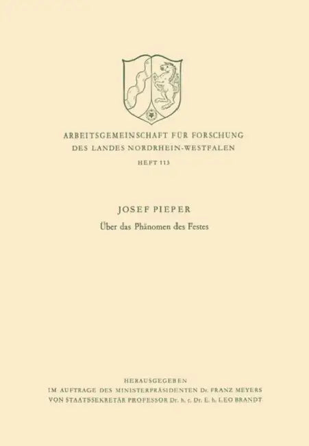 Über Das Phänomen Des Festes (English, Josef Pieper)