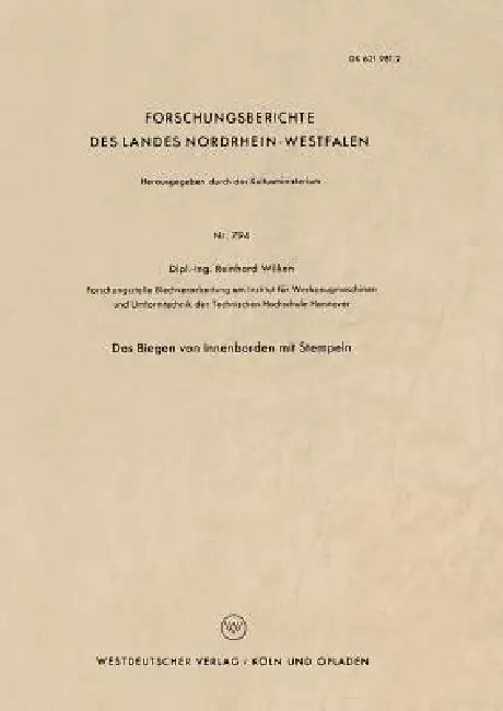 Das Biegen Von Innenborden Mit Stempeln (English, Reinhard Wilken)
