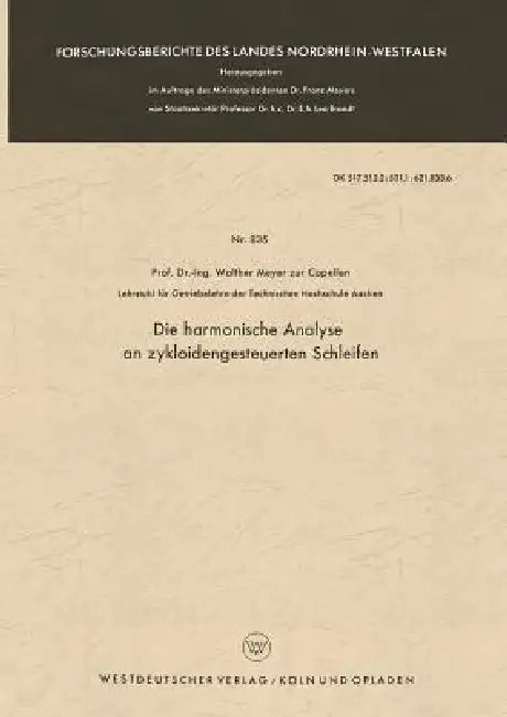 Die Harmonische Analyse an Zykloidengesteuerten Schleifen (English, Walther Meyer Zur Capellen)