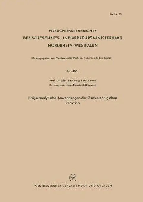 Einige Analytische Anwendungen Der Zincke-Königschen Reaktion (English, Erik Asmus)
