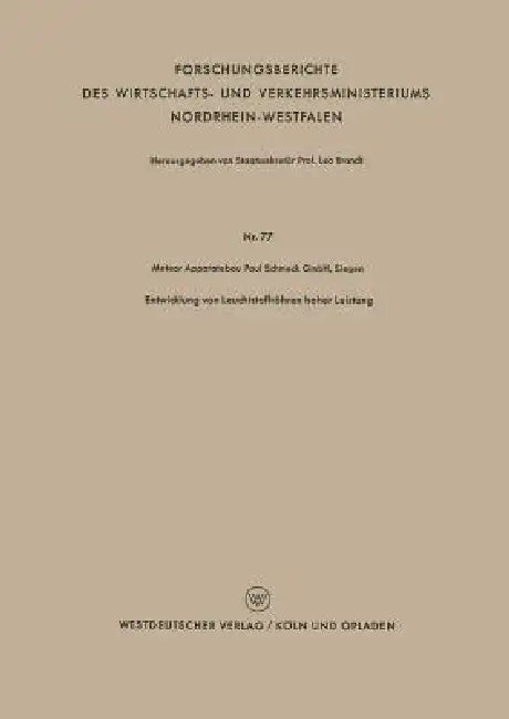 Entwicklung Von Leuchtstoffröhren Hoher Leistung (English, Meteor Apparatebau Paul Schmeck Gmbh Sie)