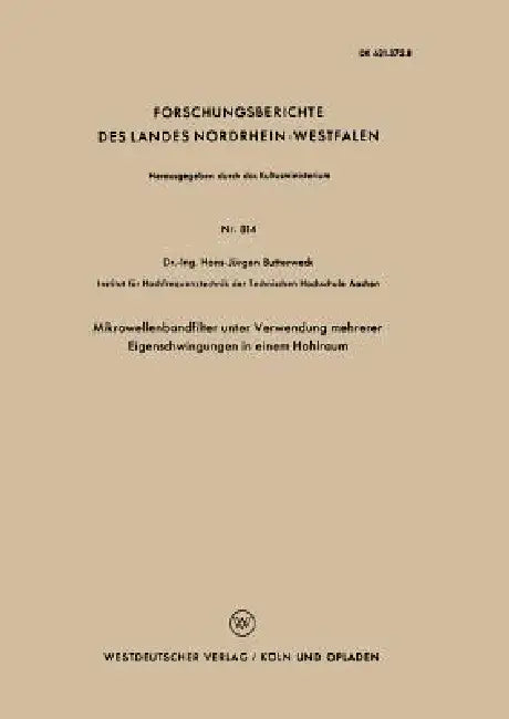 Mikrowellenbandfilter Unter Verwendung Mehrerer Eigenschwingungen in Einem Hohlraum (English, Hans-Jürgen Butterweck)