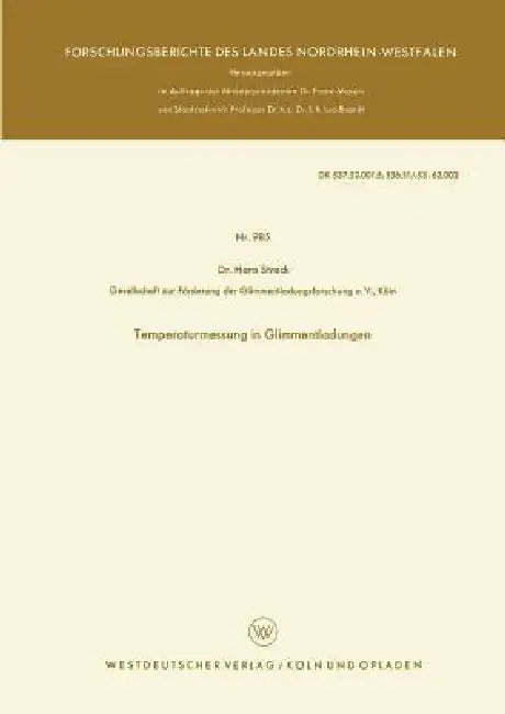 Temperaturmessung in Glimmentladungen (English, Hans Strack)