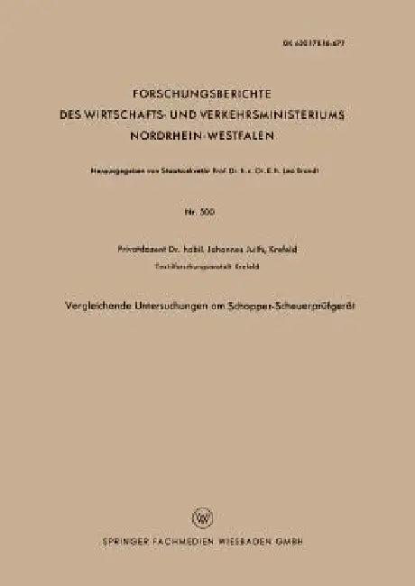 Vergleichende Untersuchungen Am Schopper-Scheuerprüfgerät (English, Johannes Juilfs)