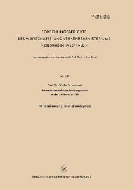 Rationalisierung Und Steuersystem (English, Günter Schmölders)