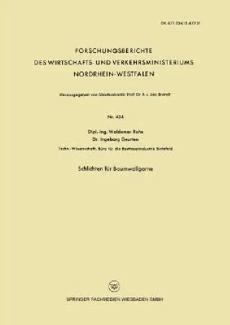 Schlichten Für Baumwollgarne (English, Waldemar Rohs)