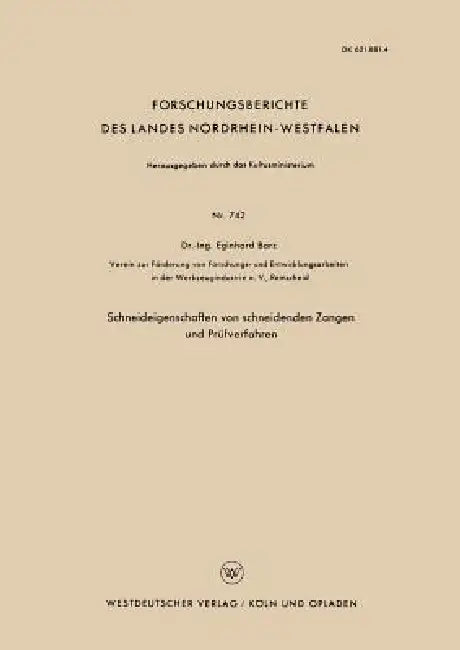 Schneideigenschaften Von Schneidenden Zangen Und Prüfverfahren (English, Eginhard Barz)