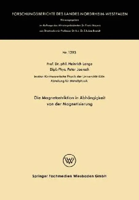 Die Magnetostriktion in Abhängigkeit Von Der Magnetisierung (English, Heinrich Lange)