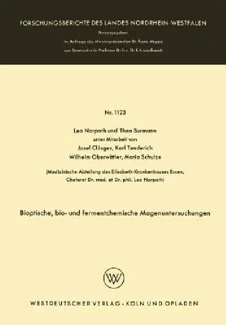Bioptische, Bio- Und Fermentchemische Magenuntersuchungen (English, Leo Norpoth | Theo Surmann)