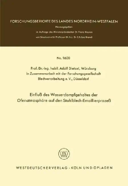 Einfluß des Wasserdampfgehaltes der Ofenatmosphäre auf den Stahlblech-Emaillierprozeß (English, Adolf Dietzel)