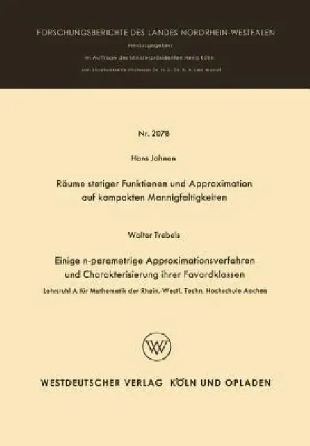 Räume Stetiger Funktionen Und Approximation Auf Kompakten Mannigfaltigkeiten (English, Hans Johnen)