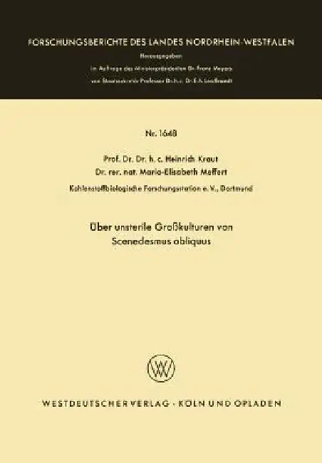 Über Unsterile Großkulturen Von Scenedesmus Obliquus (English, Heinrich Kraut)