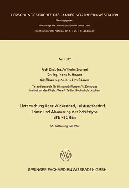 Untersuchung über Widerstand, Leistungsbedarf, Trimm und Absenkung des Schiffstyps (English, Wilhelm Sturtzel)
