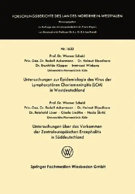 Untersuchungen Zur Epidemiologie Des Virus Der Lymphocytären Choriomeningitis (LCM) in Westdeutschla (English, Werner Scheid)