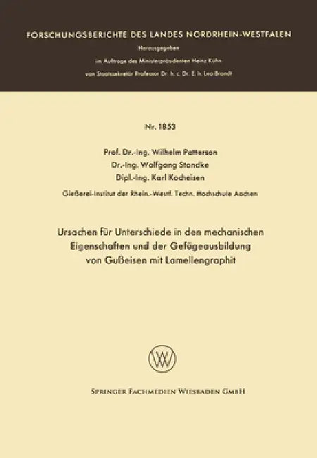 Ursachen für Unterschiede in den mechanischen Eigenschaften und der Gefügeausbildung von Gußeisen mi (English, Wilhelm Patterson)