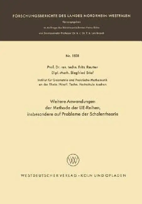 Weitere Anwendungen Der Methode Der Lie-Reihen (English, Fritz Reutter | Siegfried Stief)