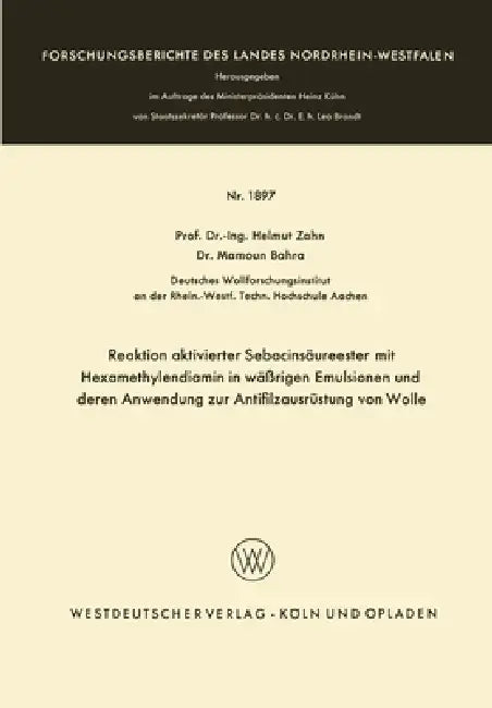 Reaktion aktivierter Sebacinsäureester mit Hexamethylendiamin in wäßrigen Emulsionen und deren Anwen (English, Helmut Zahn)