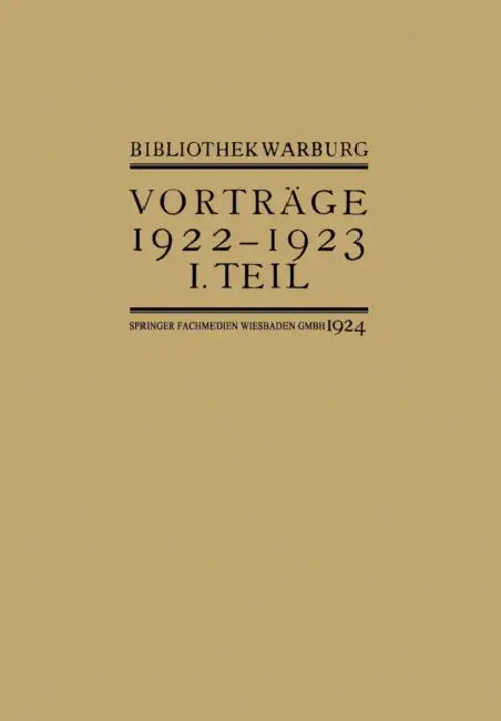 Vorträge Der Bibliothek Warburg (English, Bibliothek Warburg)