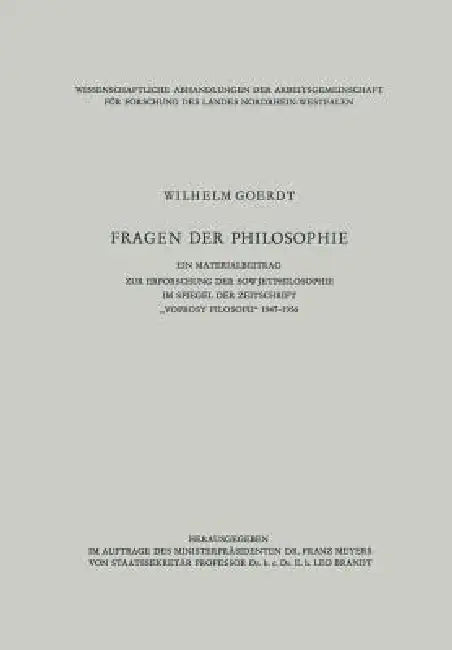 "Fragen Der Philosophie" (English, Wilhelm Goerdt)