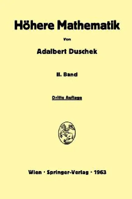Vorlesungen Über Höhere Mathematik (English, Adalbert Duschek)