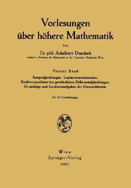 Vorlesungen Über Höhere Mathematik (English, Adalbert Duschek)