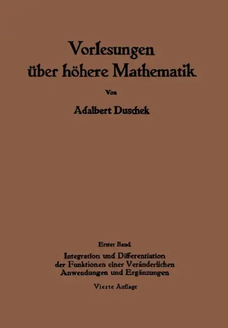 Vorlesungen Über Höhere Mathematik (English, Adalbert Duschek)