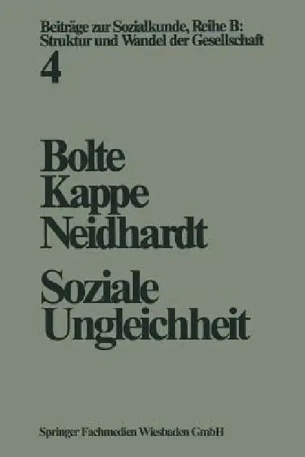 Soziale Ungleichheit (English, Karl Martin Bolte | Dieter Kappe | Friedhelm Neidhardt)