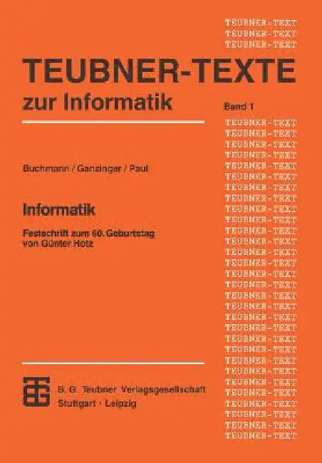 Informatik (English, Johannes Buchmann | Harald Ganzinger | Wolfgang J. Paul)