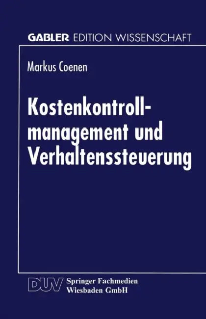 Kostenkontrollmanagement Und Verhaltenssteuerung (English, Markus Coenen)