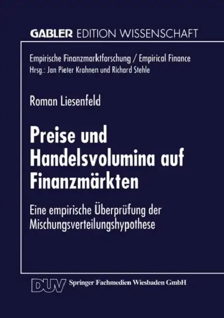 Preise Und Handelsvolumina Auf Finanzmärkten (English, Roman Liesenfeld)