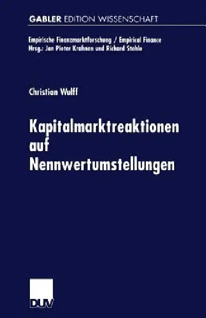 Kapitalmarktreaktionen Auf Nennwertumstellungen (English, Christian Wulff)